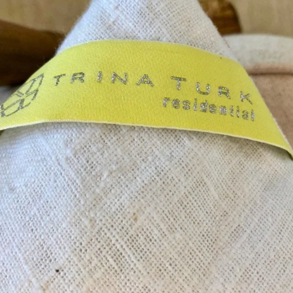 TRINA TURK PILLOW COVER-TIGER LEAF-EMBROIDERED LINEN-HOLLYWOOD REGENCY GLAM-$160 - Picture 3 of 6
